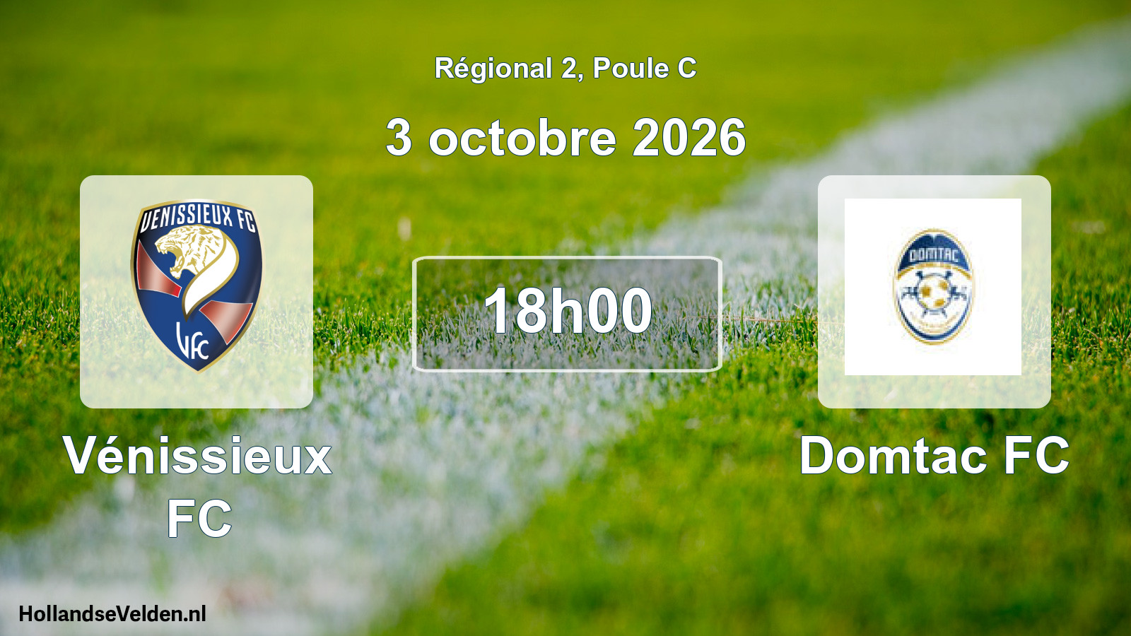 Match programmé: Vénissieux FC - Domtac FC (3 octobre 2026)