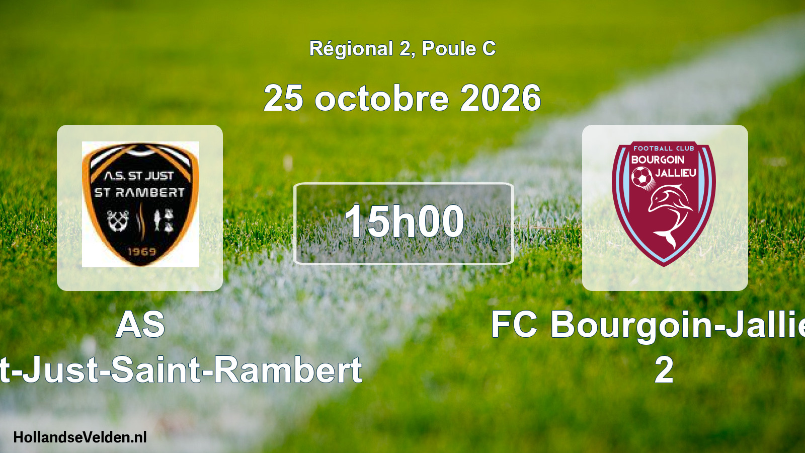 Match programmé: AS Saint-Just-Saint-Rambert - FC Bourgoin-Jallieu 2 (25 octobre 2026)