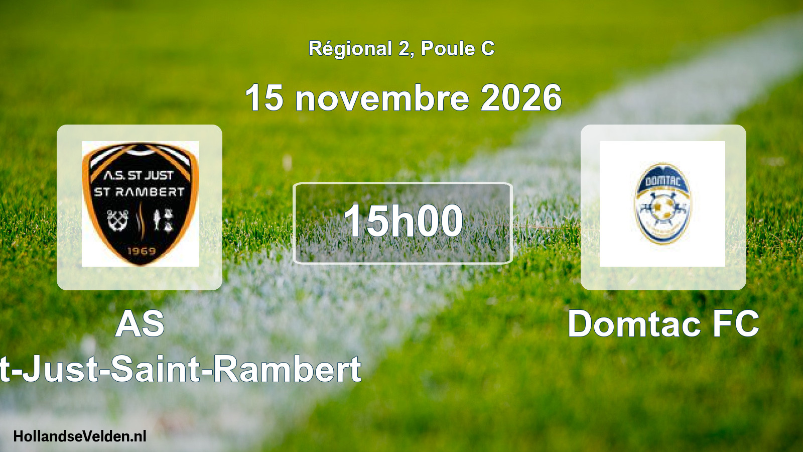 Match programmé: AS Saint-Just-Saint-Rambert - Domtac FC (15 novembre 2026)