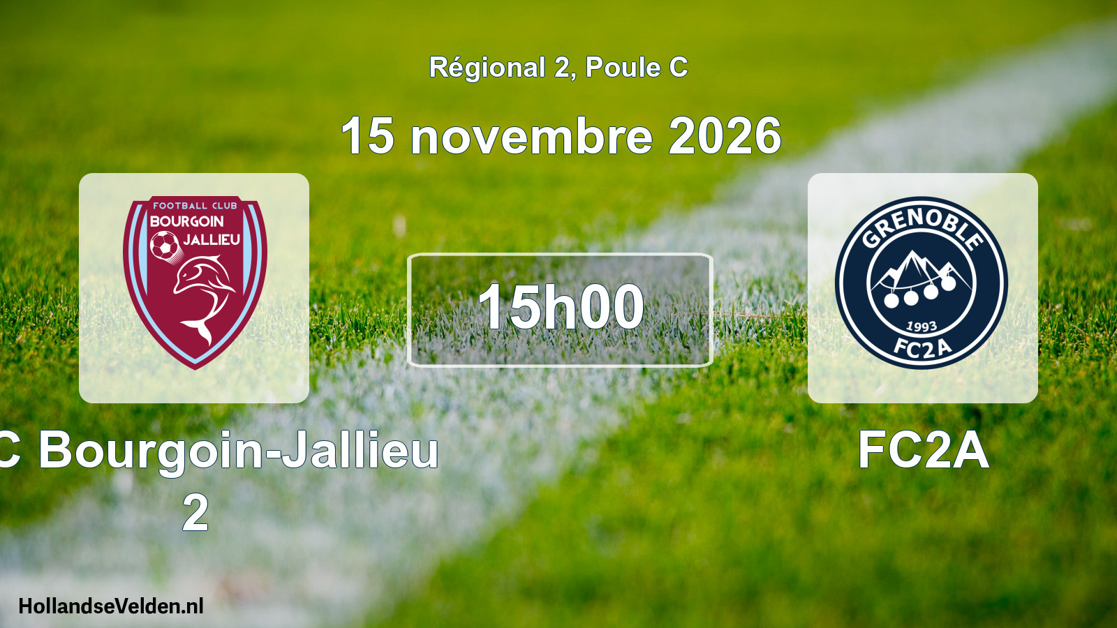 Match programmé: FC Bourgoin-Jallieu 2 - FC2A (15 novembre 2026)