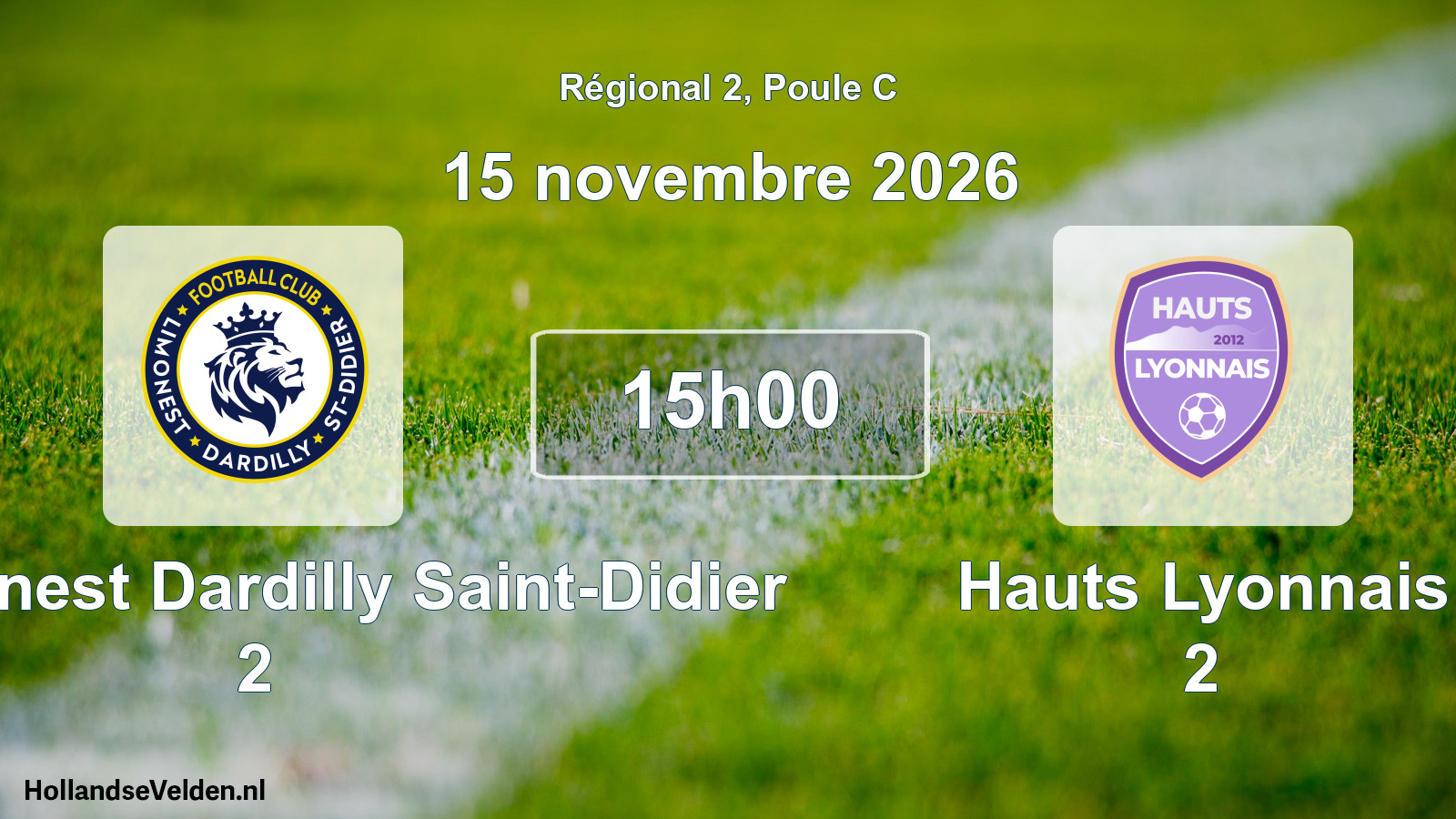 Match programmé: FC Limonest Dardilly Saint-Didier 2 - Hauts Lyonnais 2 (15 novembre 2026)