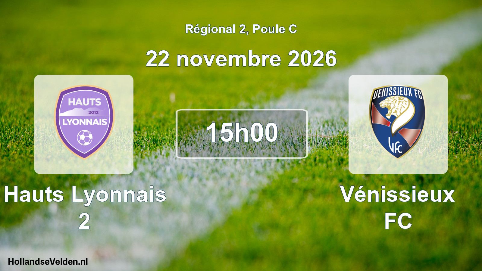 Match programmé: Hauts Lyonnais 2 - Vénissieux FC (22 novembre 2026)