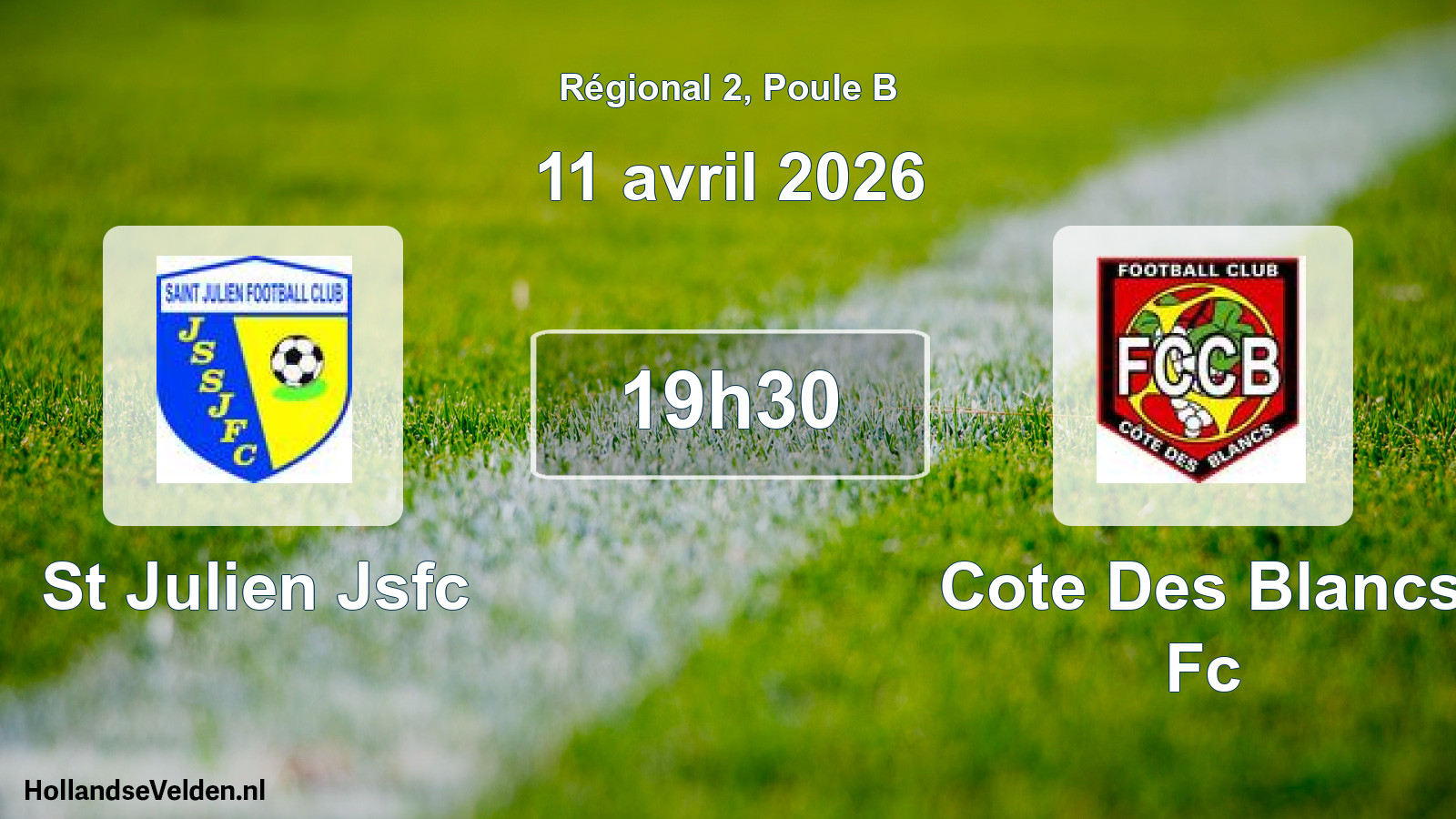 Geplande wedstrijd: St Julien Jsfc - Cote Des Blancs Fc (11 avril 2026)