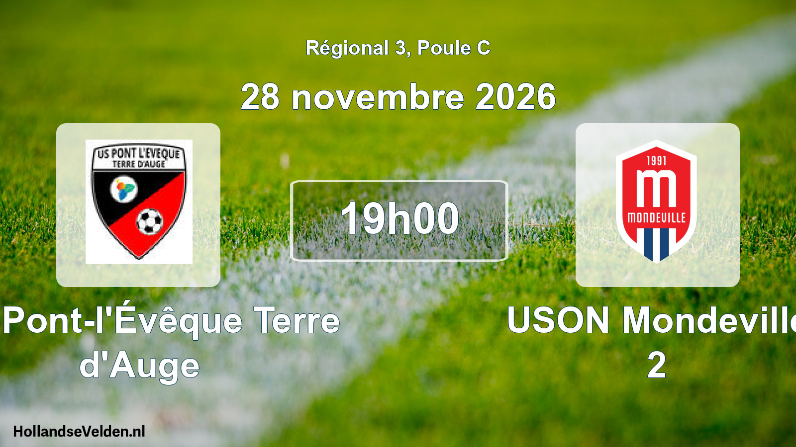 Match programmé: US Pont-l'Évêque Terre d'Auge - USON Mondeville 2 (28 novembre 2026)