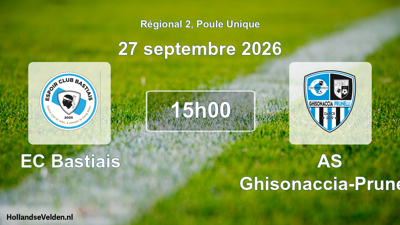 Match programmé: EC Bastiais - AS Ghisonaccia-Prunelli (27 septembre 2026)