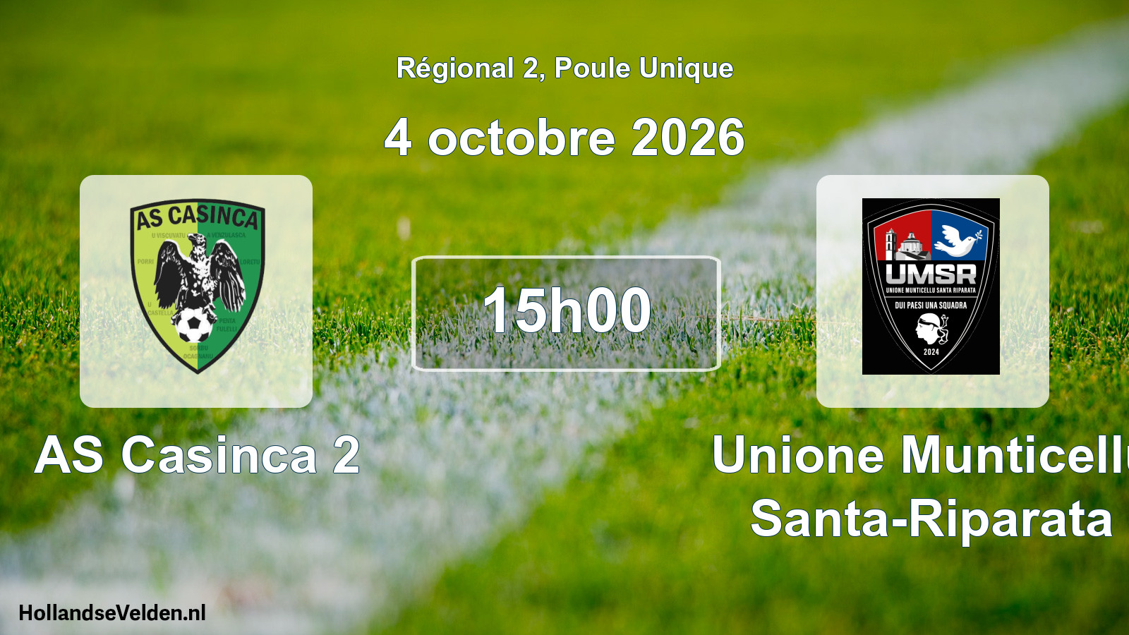 Scheduled Match: AS Casinca 2 - Unione Munticellu Santa-Riparata (4 October 2026)
