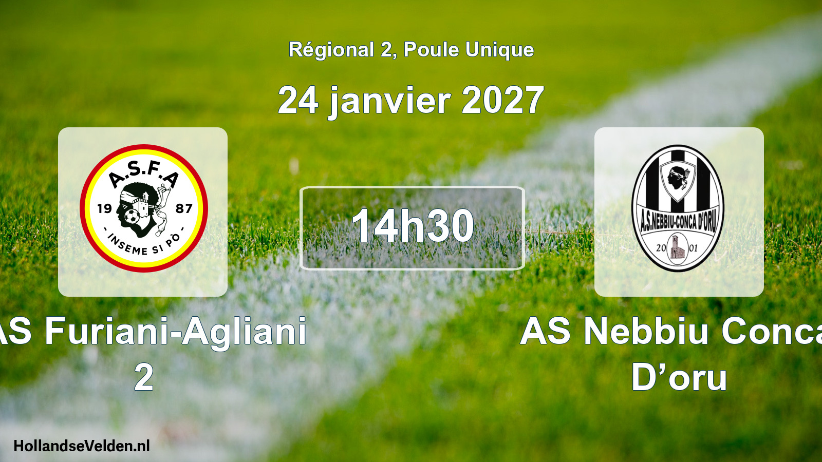 Match programmé: AS Furiani-Agliani 2 - AS Nebbiu Conca D’oru (24 janvier 2027)