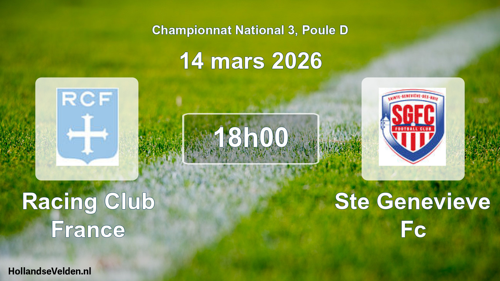Geplande wedstrijd: Racing Club France - Ste Genevieve Fc (14 mars 2026)
