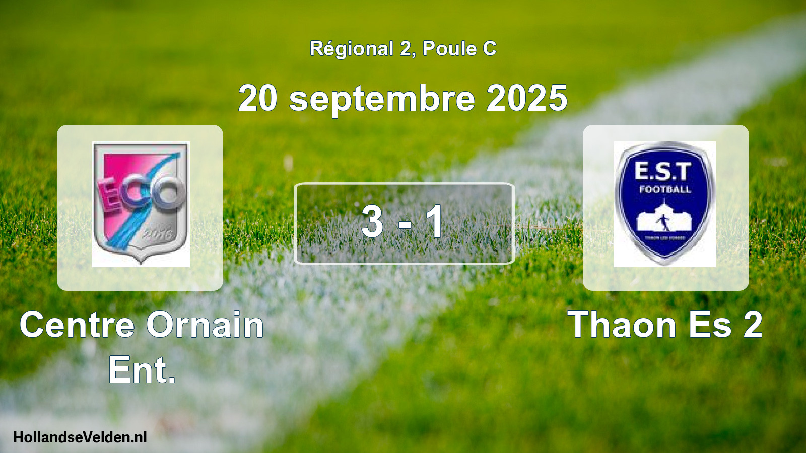 Gespeelde wedstrijd: Centre Ornain Ent. - Thaon Es 2 3 - 1 (20 septembre 2025)