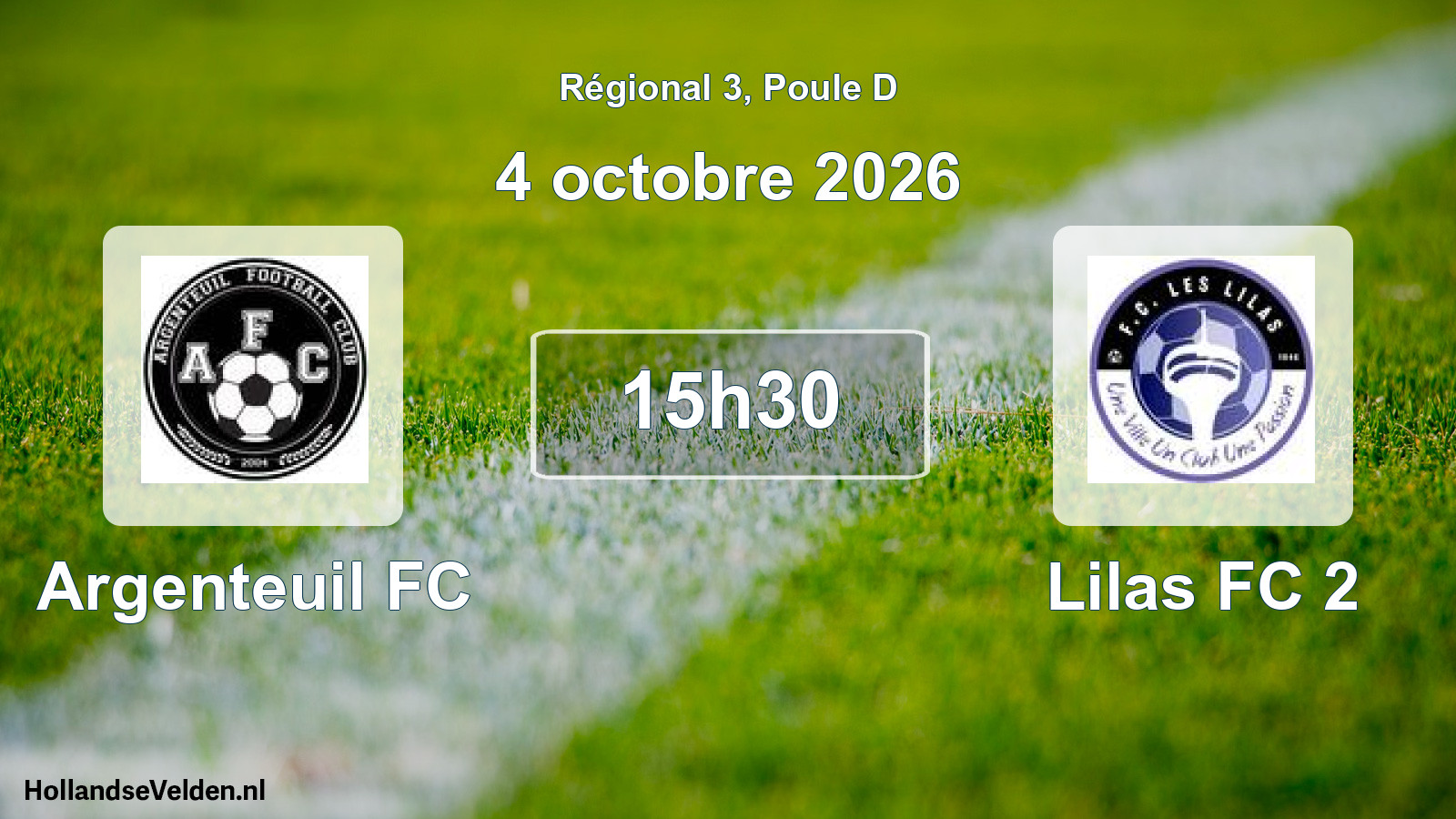 Match programmé: Argenteuil FC - Lilas FC 2 (4 octobre 2026)