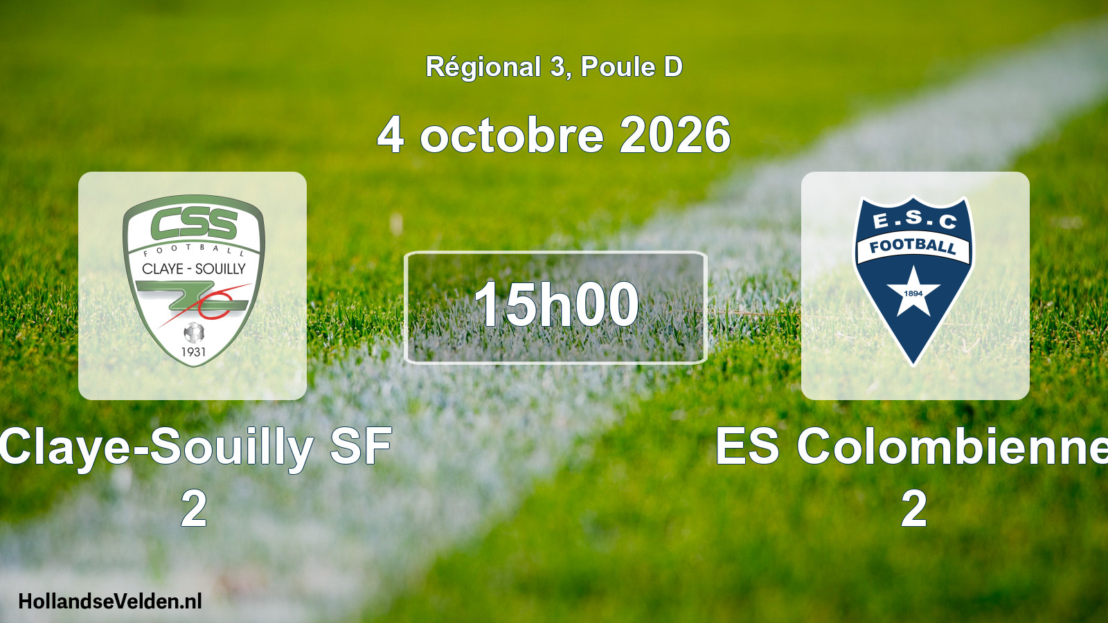 Scheduled Match: Claye-Souilly SF 2 - ES Colombienne 2 (4 October 2026)