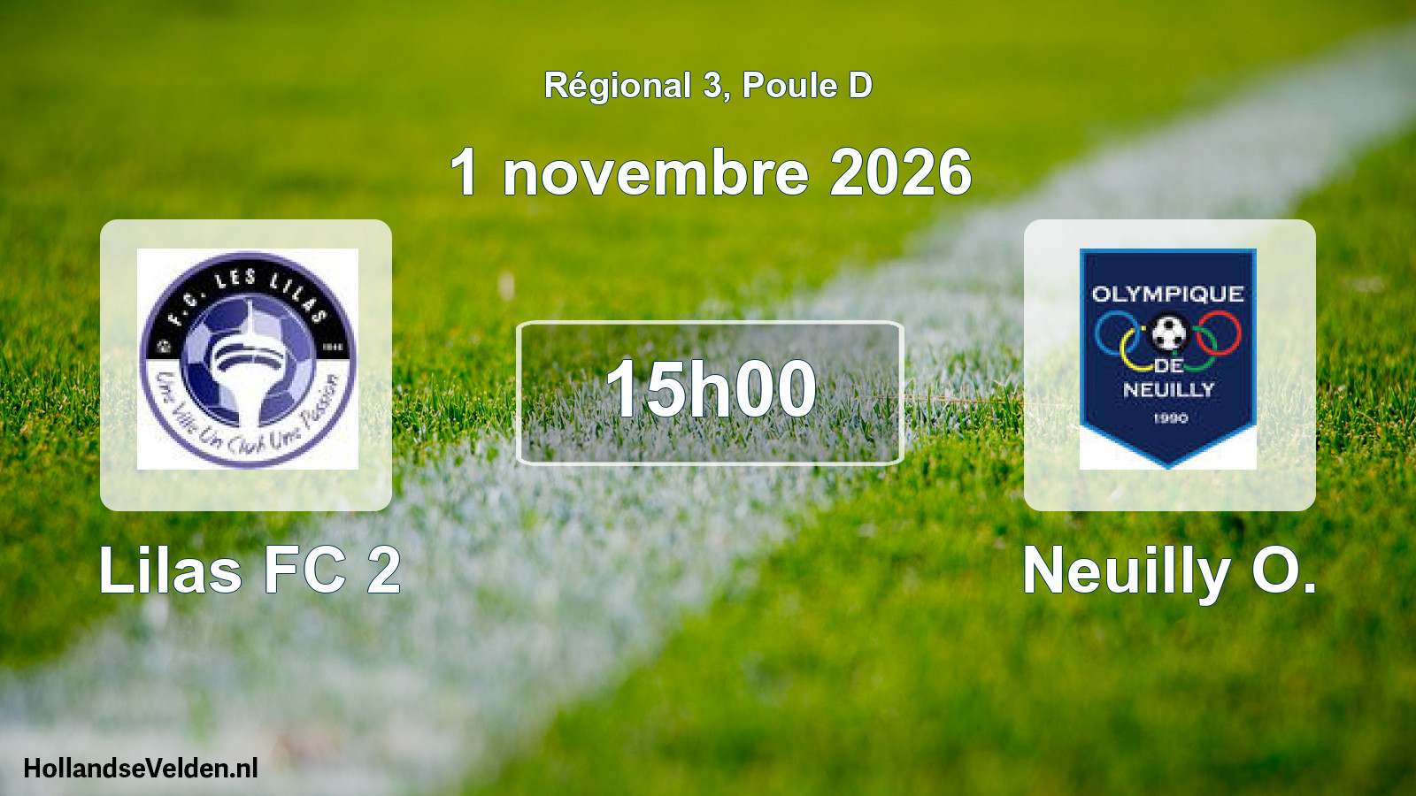 Match programmé: Lilas FC 2 - Neuilly O. (1 novembre 2026)