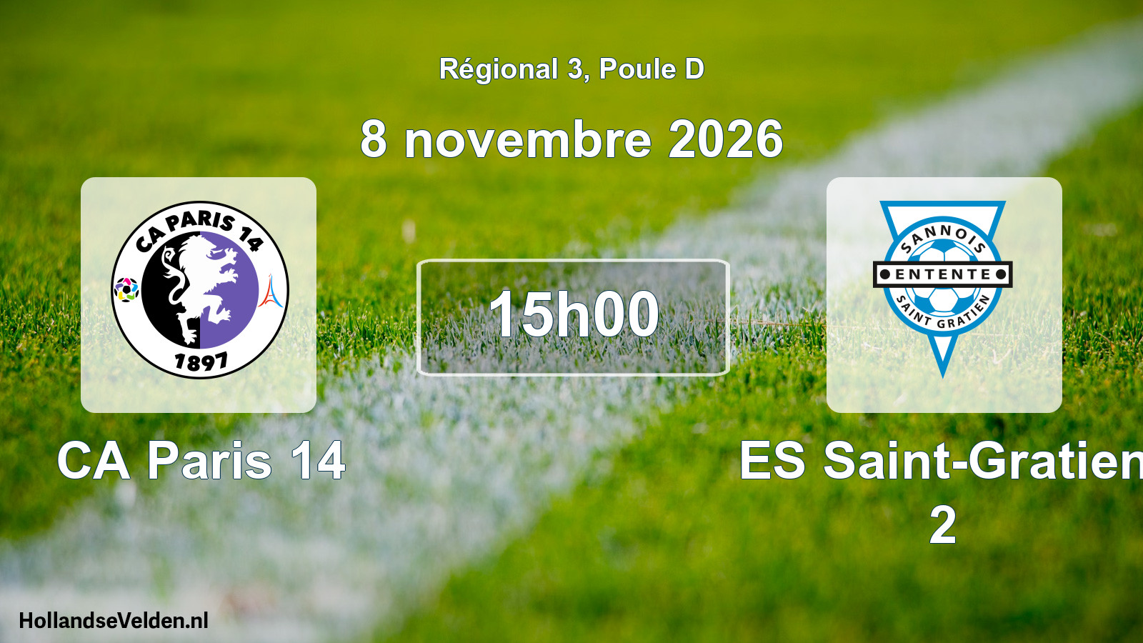 Match programmé: CA Paris 14 - ES Saint-Gratien 2 (8 novembre 2026)