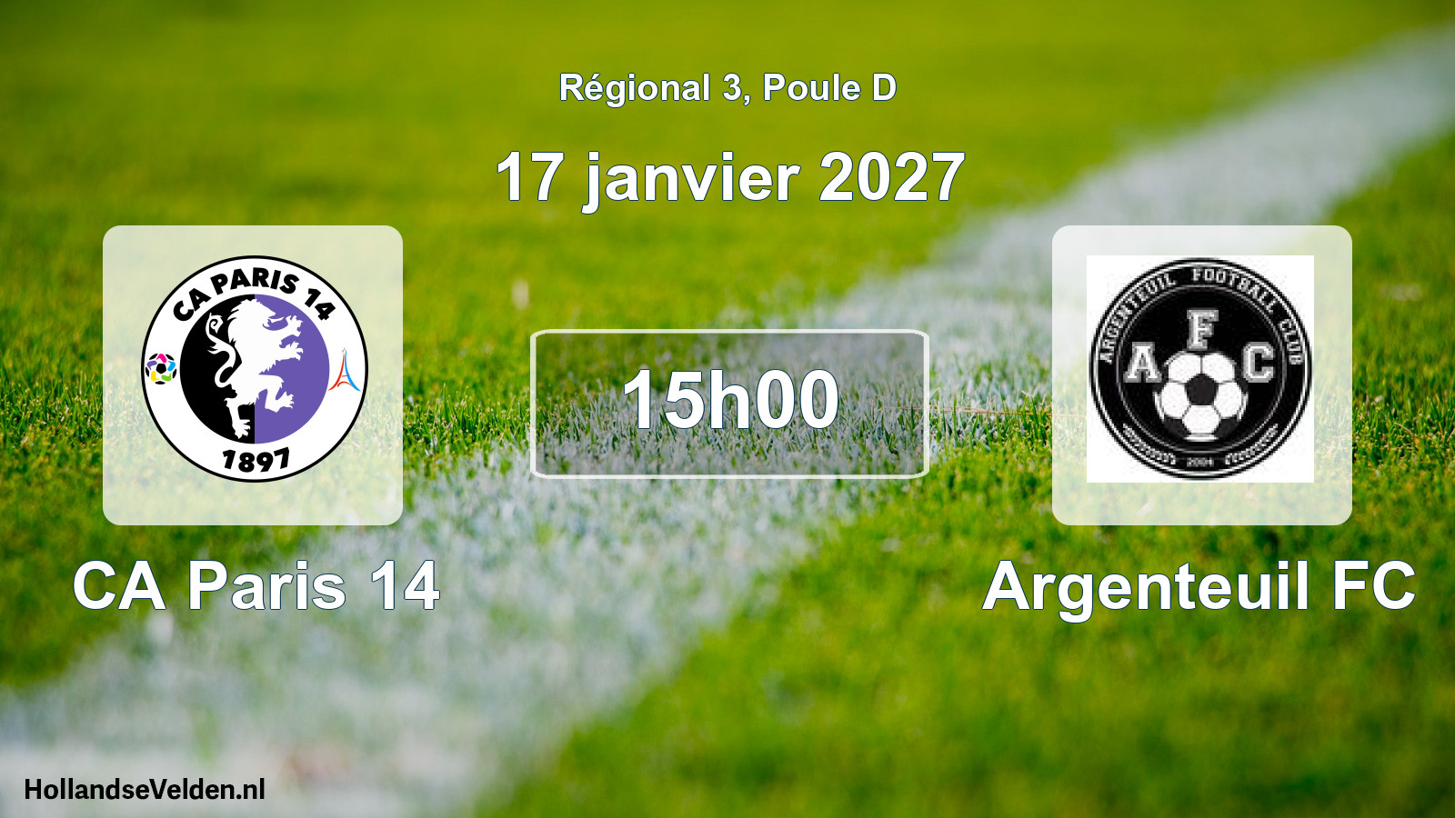 Scheduled Match: CA Paris 14 - Argenteuil FC (17 January 2027)