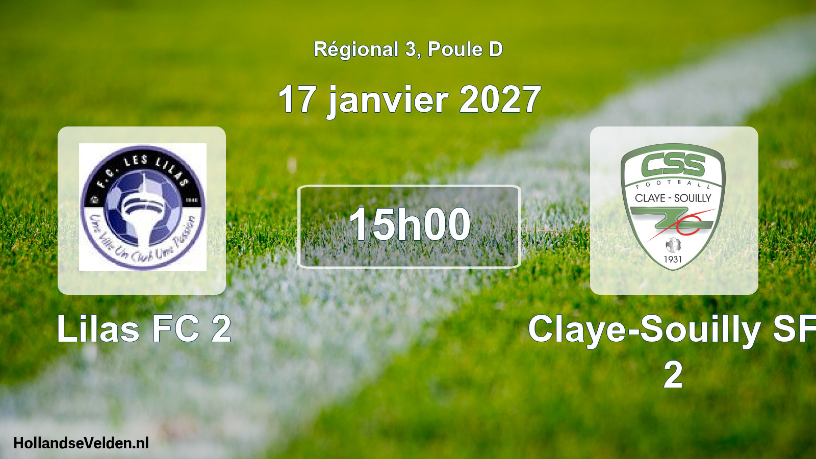 Match programmé: Lilas FC 2 - Claye-Souilly SF 2 (17 janvier 2027)