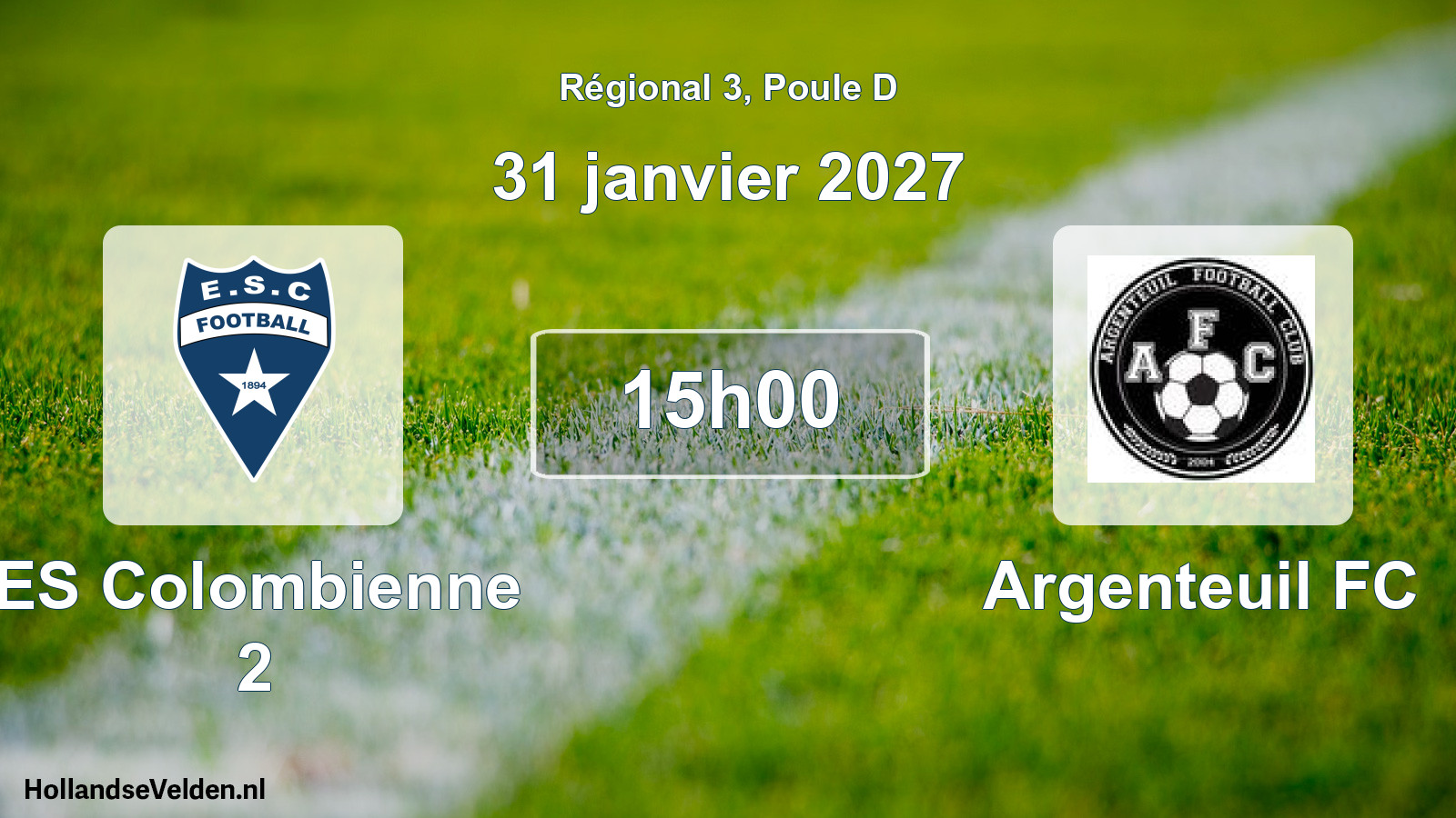 Match programmé: ES Colombienne 2 - Argenteuil FC (31 janvier 2027)