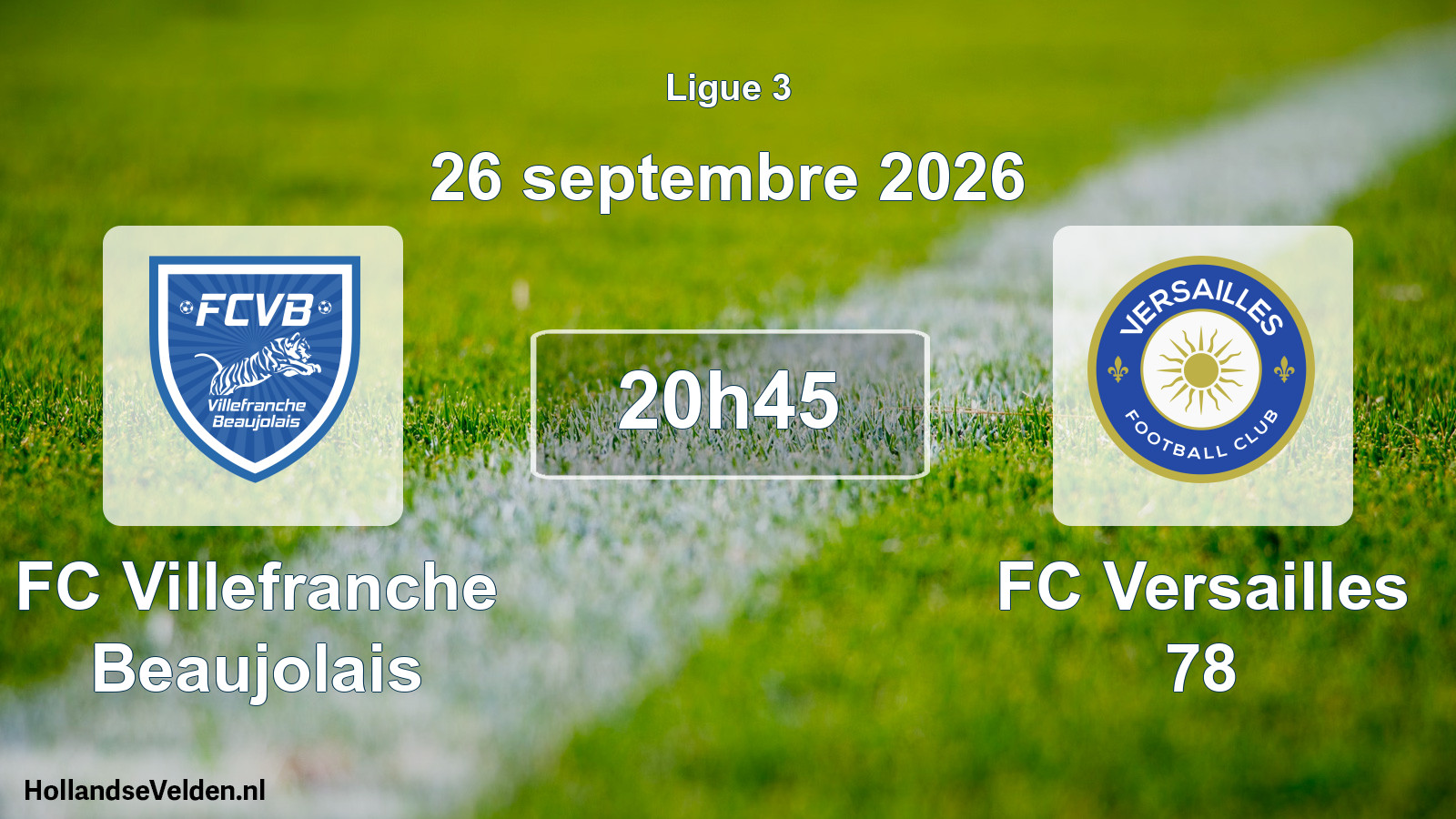 Match programmé: FC Villefranche Beaujolais - FC Versailles 78 (26 septembre 2026)