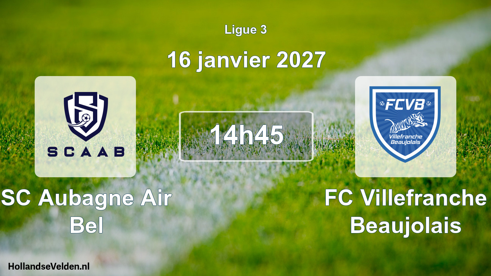 Match programmé: SC Aubagne Air Bel - FC Villefranche Beaujolais (16 janvier 2027)