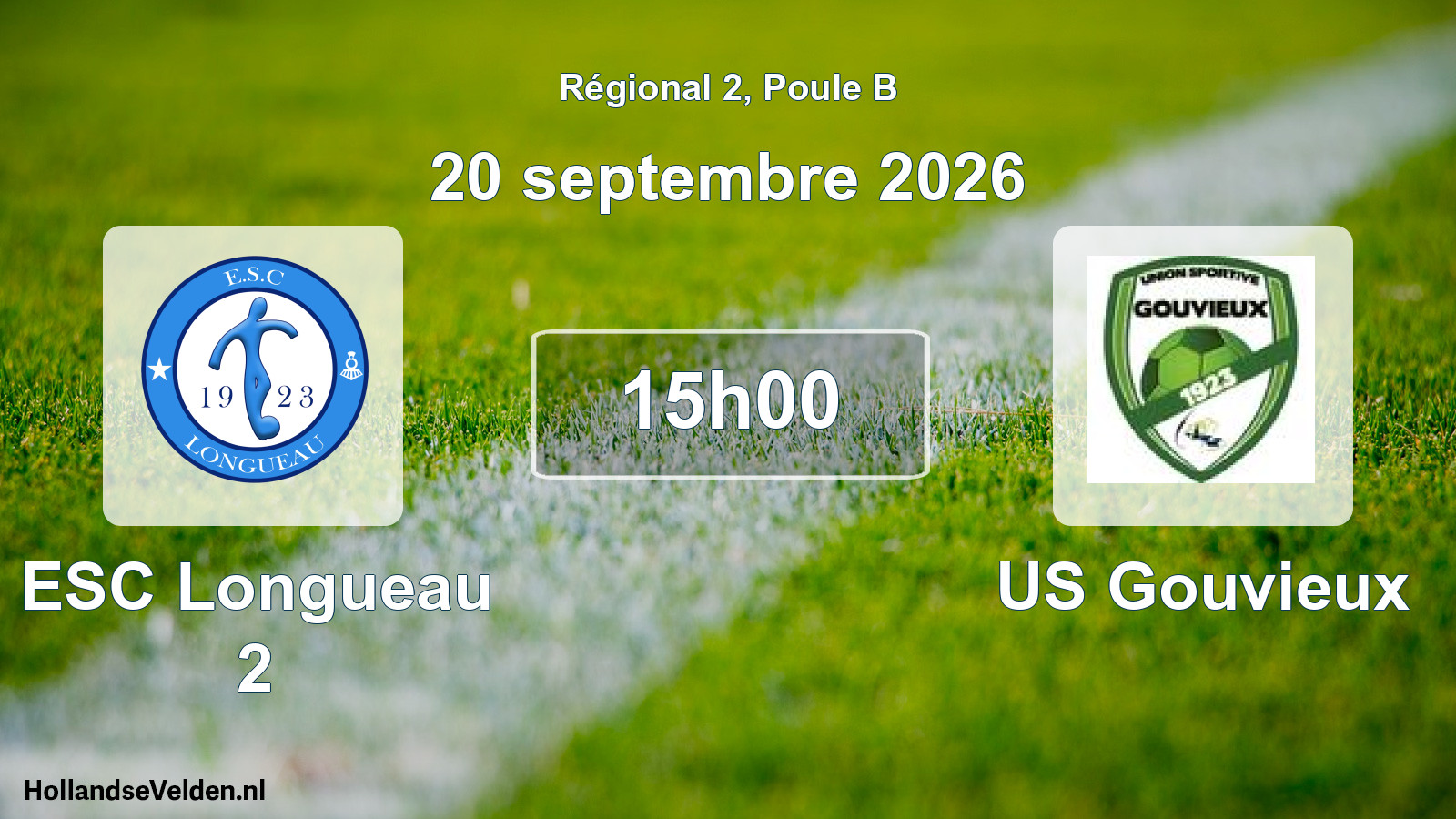 Match programmé: ESC Longueau 2 - US Gouvieux (20 septembre 2026)
