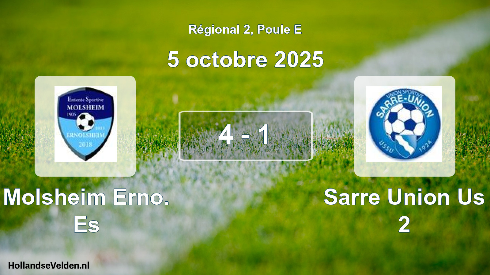 Gespeelde wedstrijd: Molsheim Erno. Es - Sarre Union Us 2 4 - 1 (5 octobre 2025)