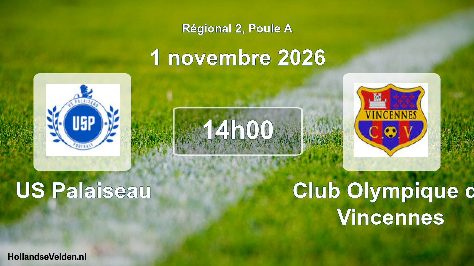 Match programmé: US Palaiseau - Club Olympique de Vincennes (1 novembre 2026)