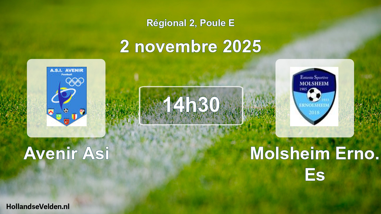 Geplande wedstrijd: Avenir Asi - Molsheim Erno. Es (2 november 2025)