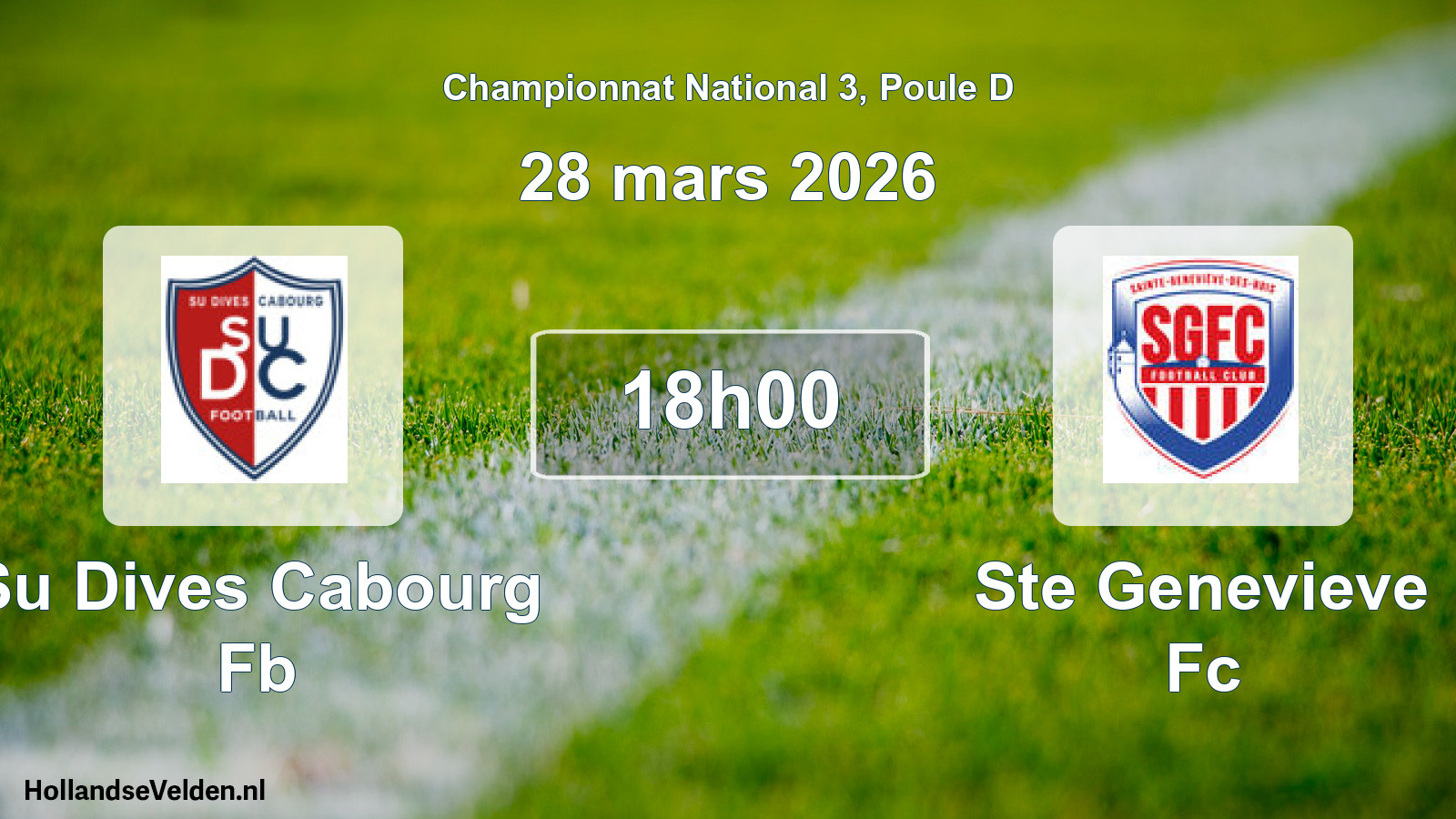 Geplande wedstrijd: Su Dives Cabourg Fb - Ste Genevieve Fc (28 maart 2026)
