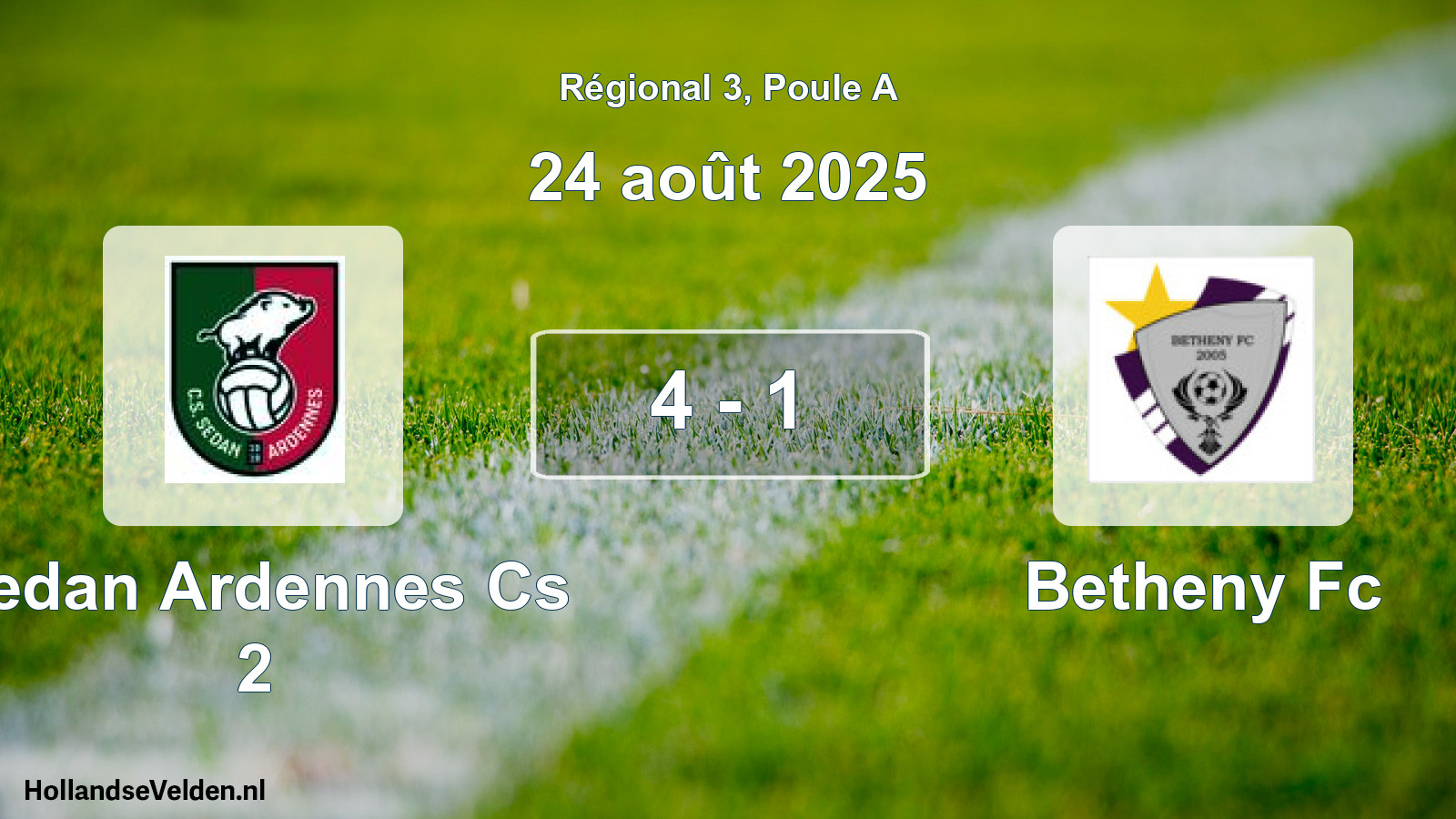Gespeelde wedstrijd: Sedan Ardennes Cs 2 - Betheny Fc 4 - 1 (24 augustus 2025)