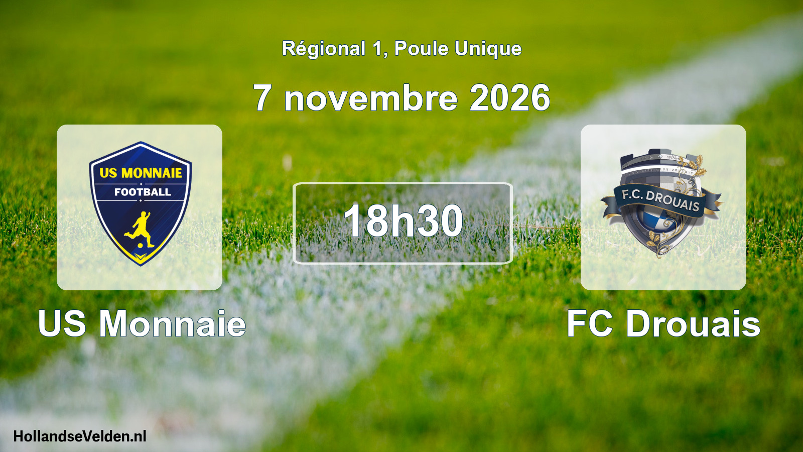 Match programmé: US Monnaie - FC Drouais (7 novembre 2026)