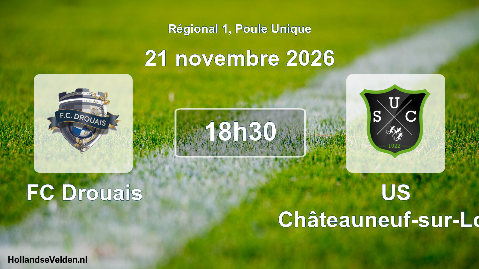 Match programmé: FC Drouais - US Châteauneuf-sur-Loire (21 novembre 2026)