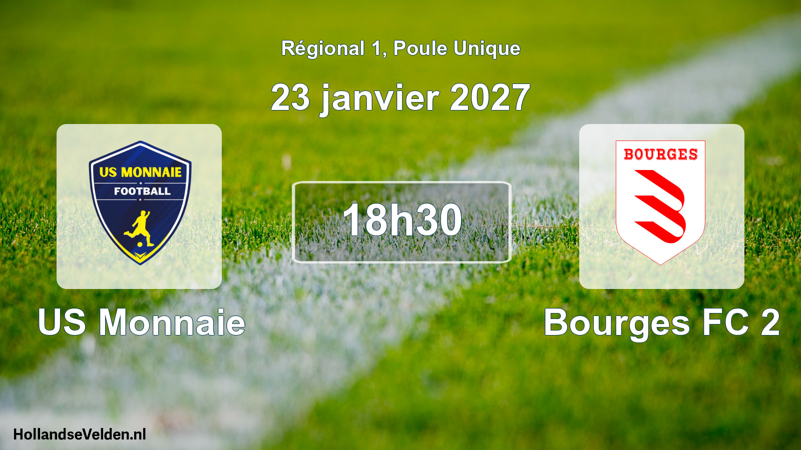Match programmé: US Monnaie - Bourges FC 2 (23 janvier 2027)