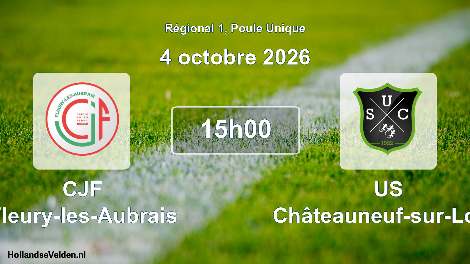 Match programmé: CJF Fleury-les-Aubrais - US Châteauneuf-sur-Loire (4 octobre 2026)