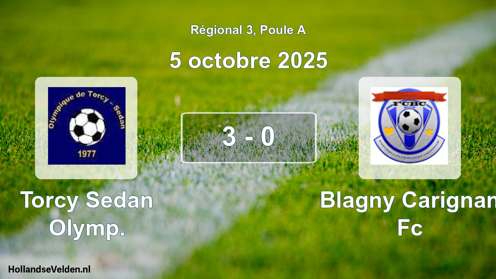 Gespeelde wedstrijd: Torcy Sedan Olymp. - Blagny Carignan Fc 3 - 0 (5 octobre 2025)