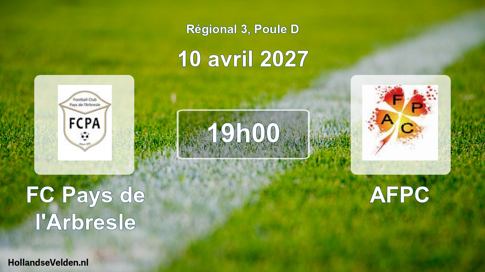 Match programmé: FC Pays de l'Arbresle - AFPC (10 avril 2027)