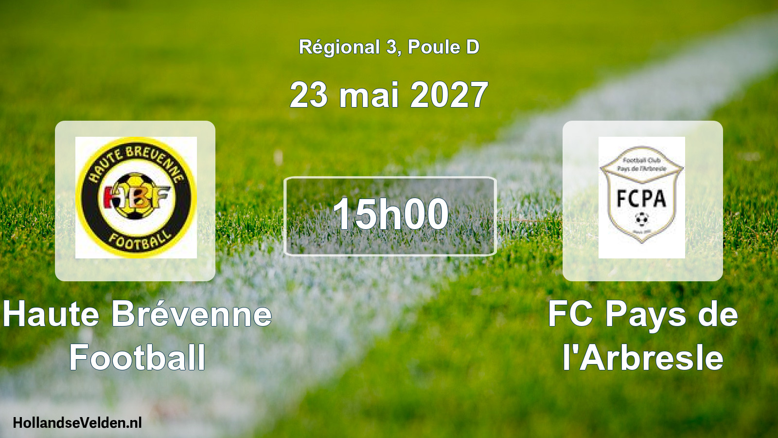 Match programmé: Haute Brévenne Football - FC Pays de l'Arbresle (23 mai 2027)