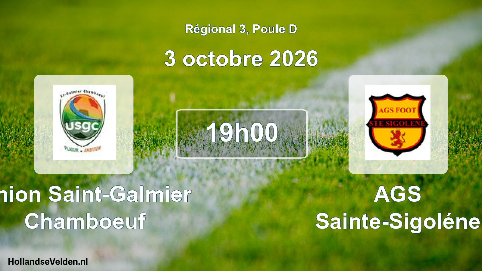 Match programmé: Union Saint-Galmier Chamboeuf - AGS Sainte-Sigoléne (3 octobre 2026)
