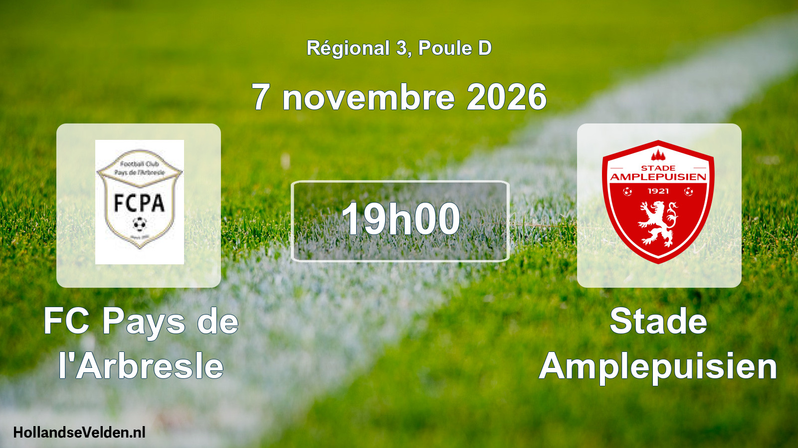 Match programmé: FC Pays de l'Arbresle - Stade Amplepuisien (7 novembre 2026)