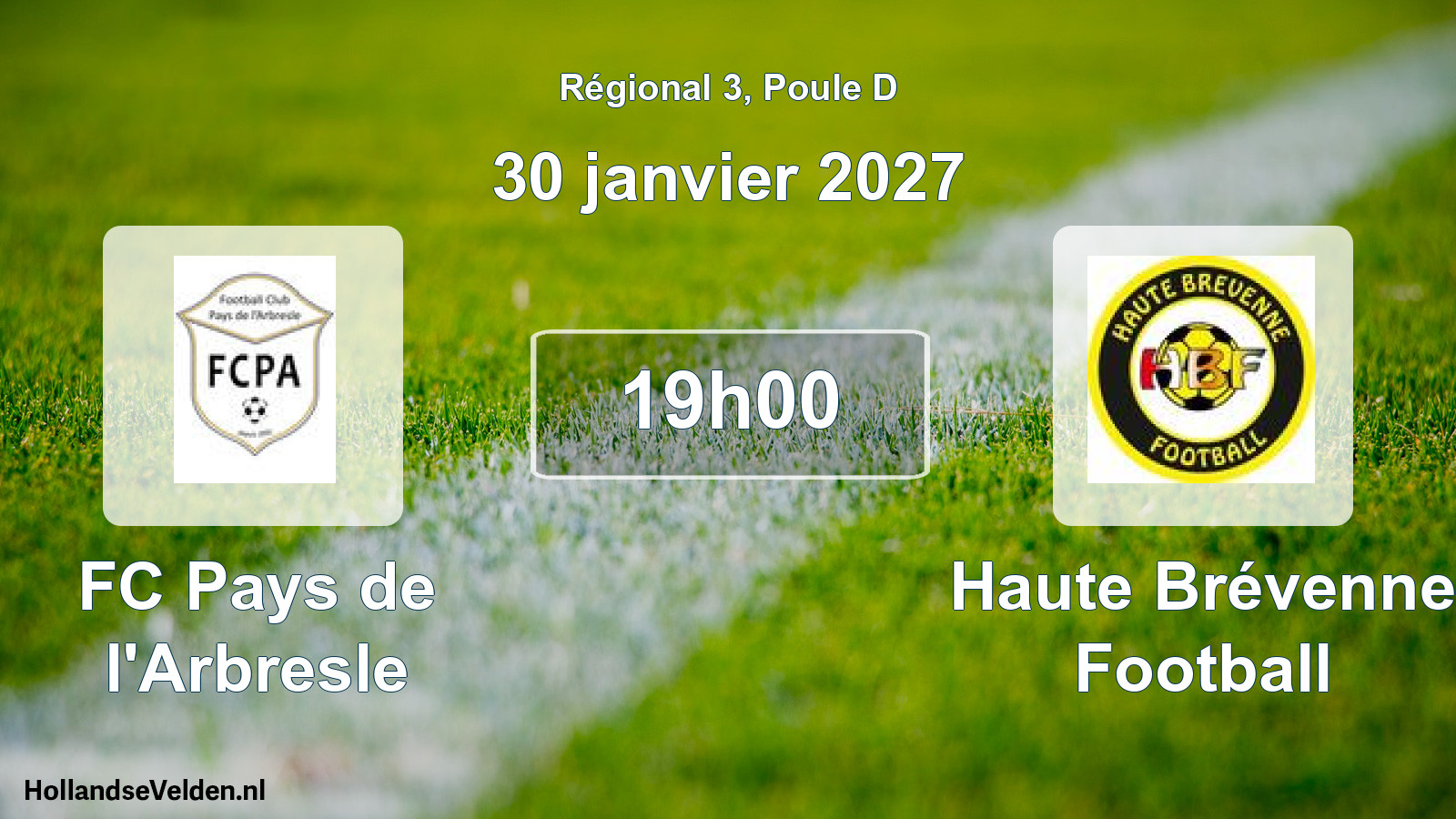 Match programmé: FC Pays de l'Arbresle - Haute Brévenne Football (30 janvier 2027)