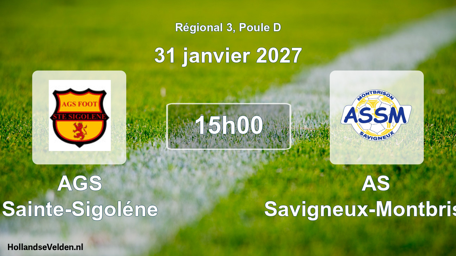 Match programmé: AGS Sainte-Sigoléne - AS Savigneux-Montbrison (31 janvier 2027)