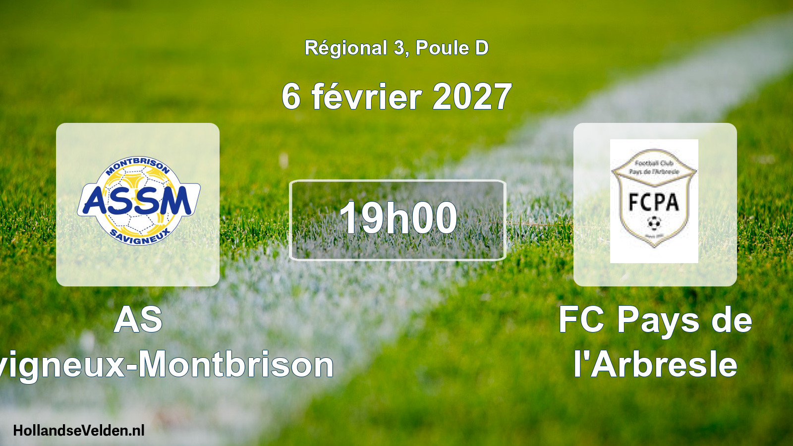 Match programmé: AS Savigneux-Montbrison - FC Pays de l'Arbresle (6 février 2027)