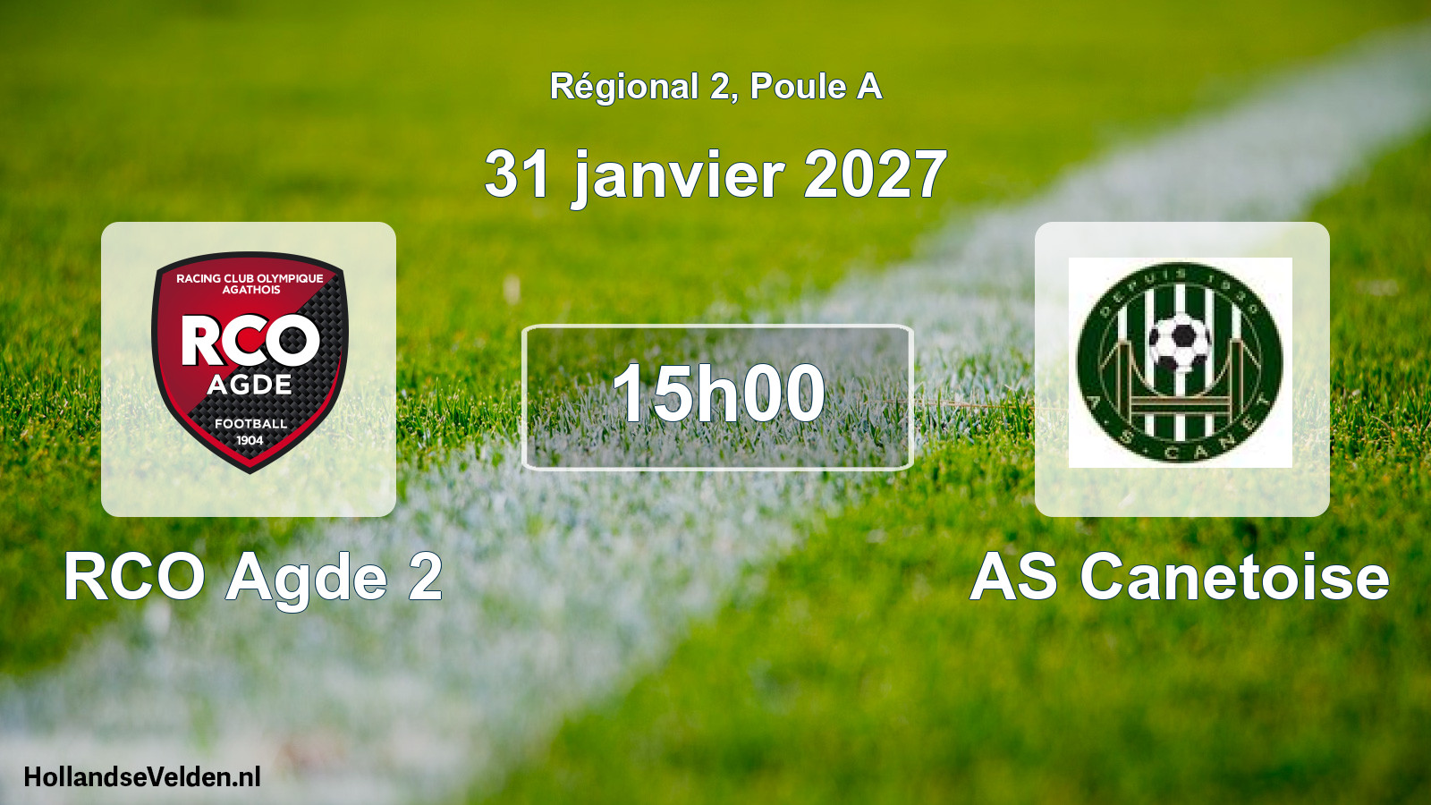 Match programmé: RCO Agde 2 - AS Canetoise (31 janvier 2027)