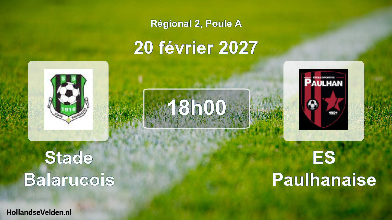 Match programmé: Stade Balarucois - ES Paulhanaise (20 février 2027)