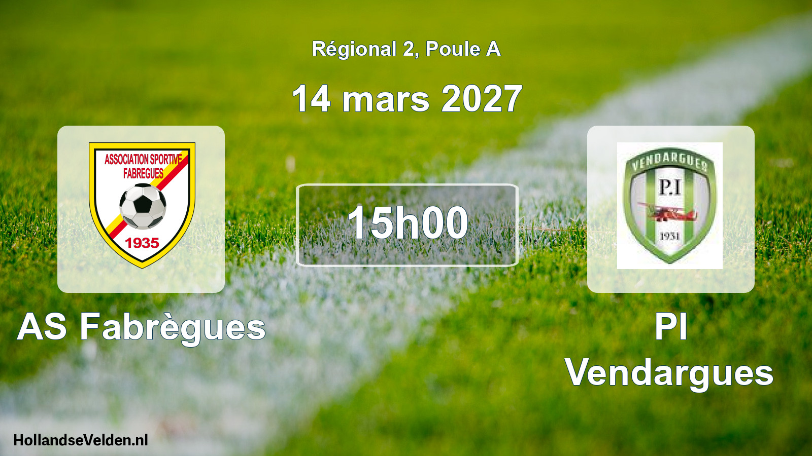 Match programmé: AS Fabrègues - PI Vendargues (14 mars 2027)