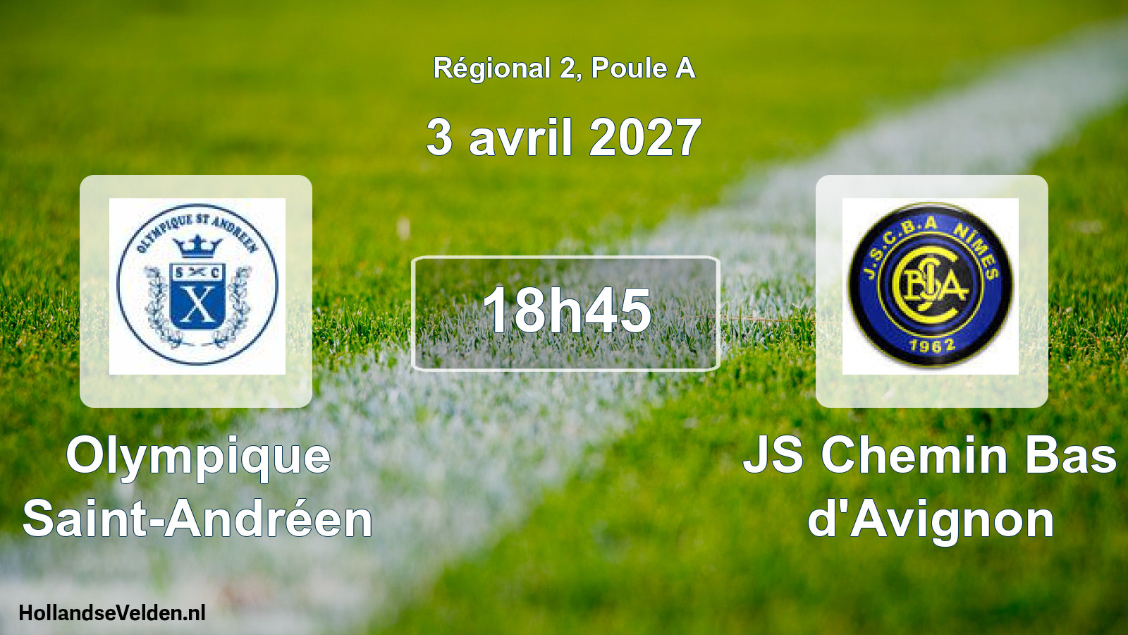 Match programmé: Olympique Saint-Andréen - JS Chemin Bas d'Avignon (3 avril 2027)