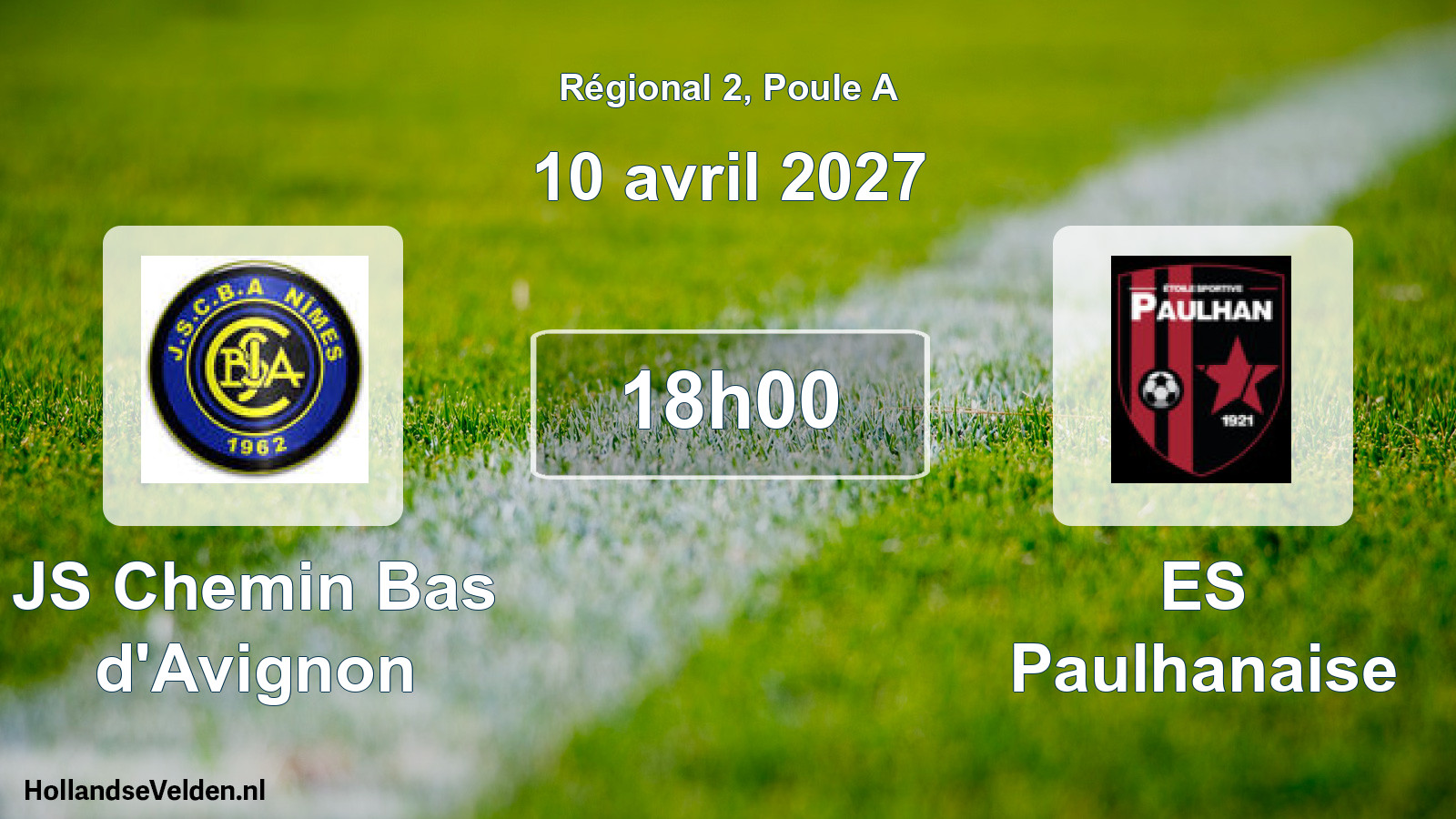 Match programmé: JS Chemin Bas d'Avignon - ES Paulhanaise (10 avril 2027)