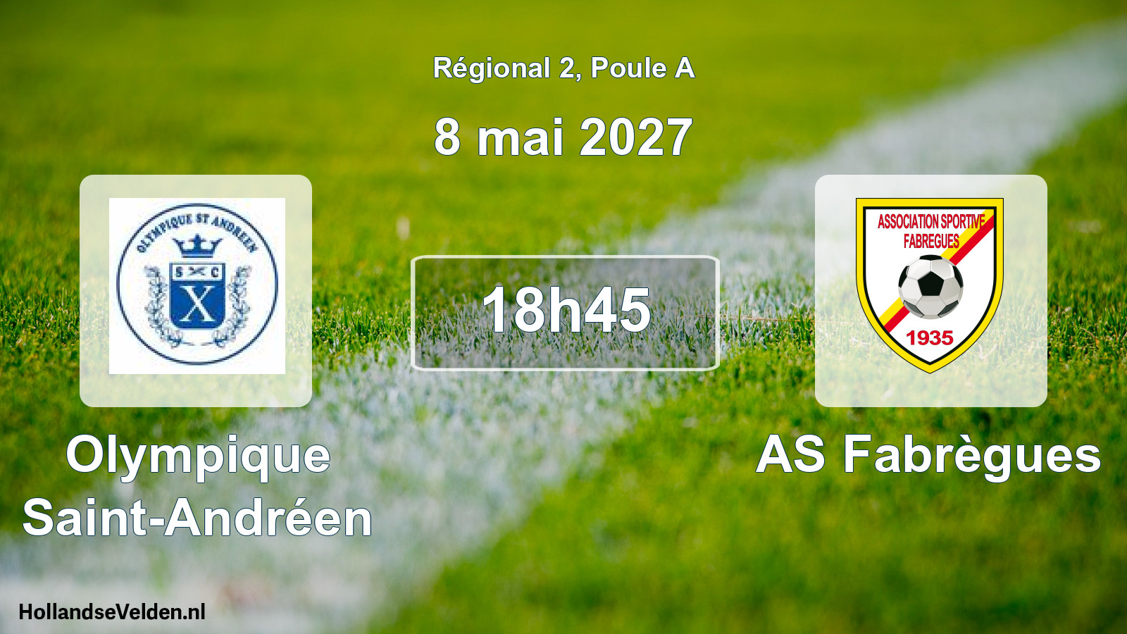 Match programmé: Olympique Saint-Andréen - AS Fabrègues (8 mai 2027)