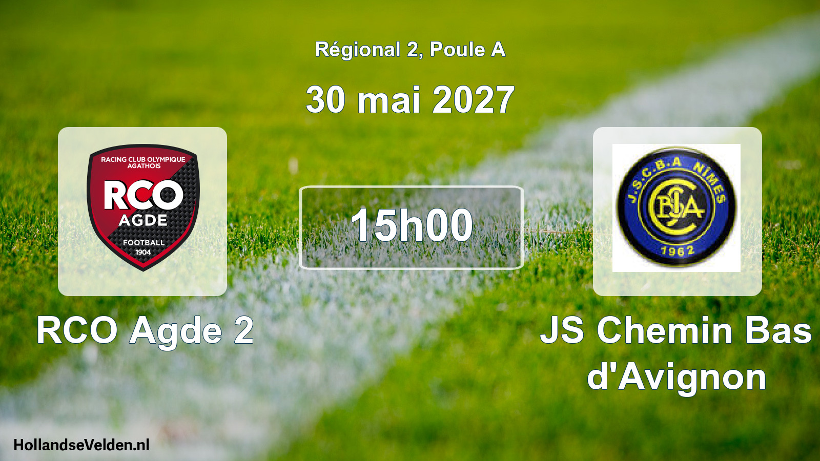 Match programmé: RCO Agde 2 - JS Chemin Bas d'Avignon (30 mai 2027)