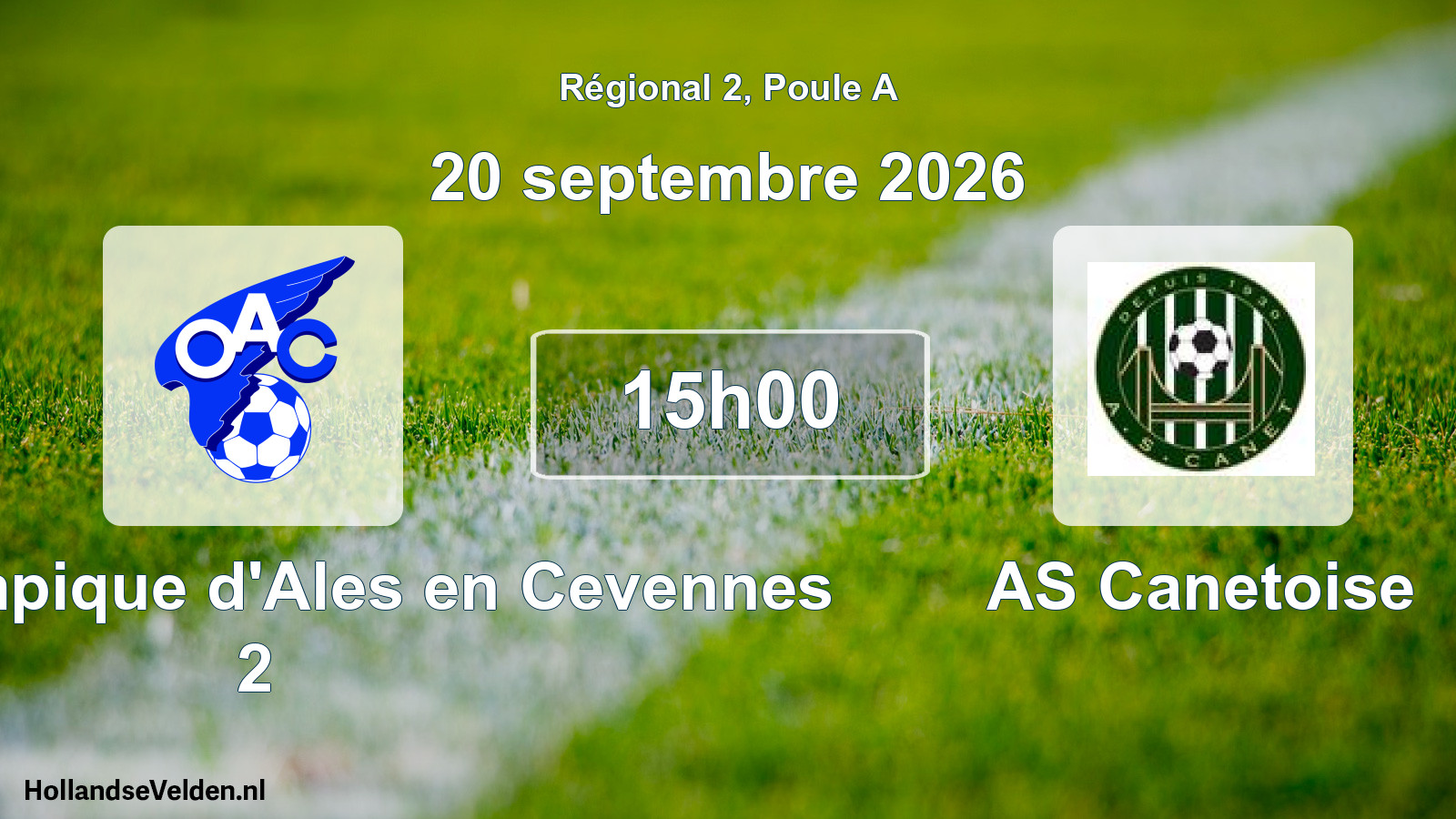Match programmé: OAC Olympique d'Ales en Cevennes 2 - AS Canetoise (20 septembre 2026)