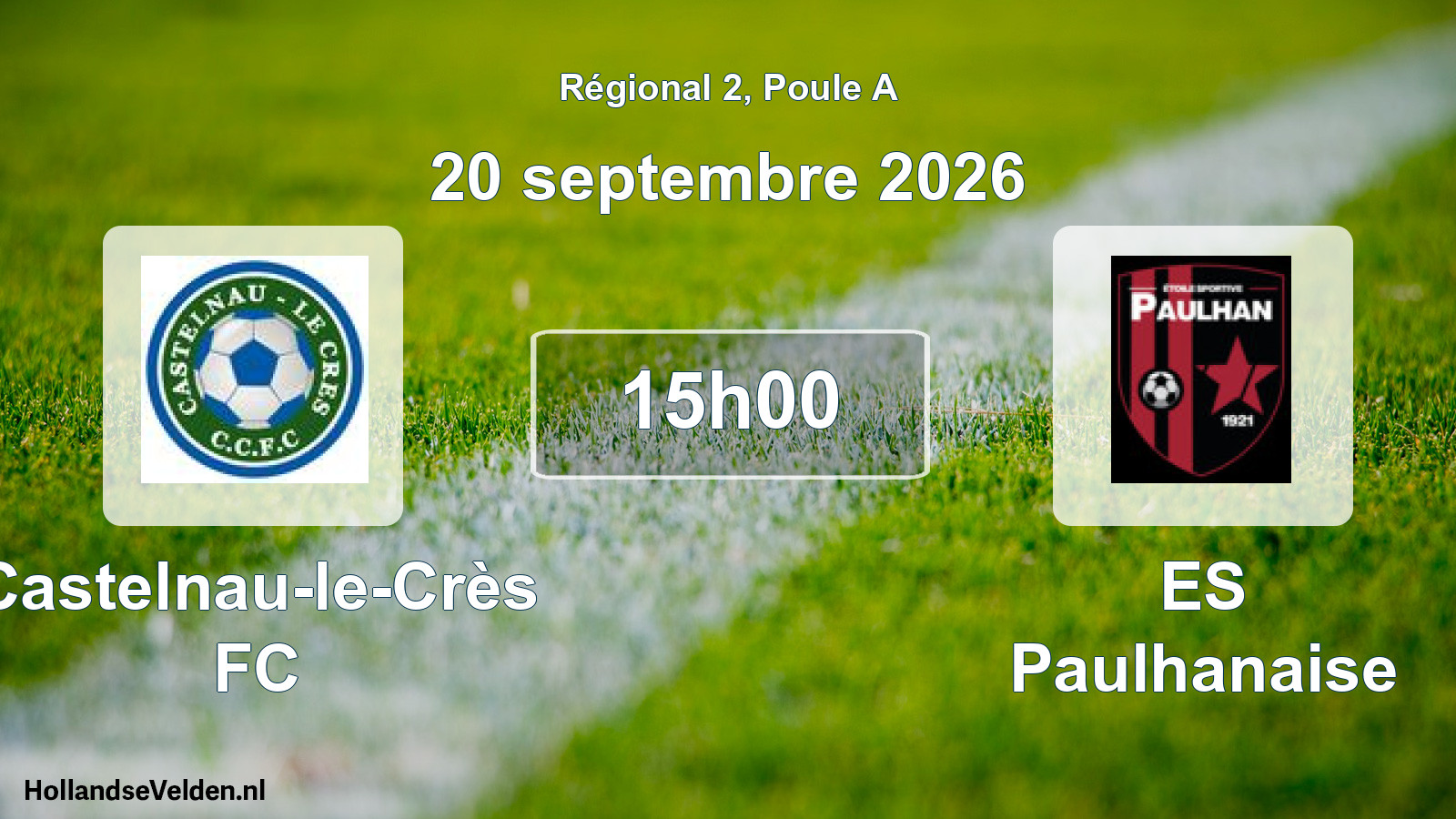 Match programmé: Castelnau-le-Crès FC - ES Paulhanaise (20 septembre 2026)