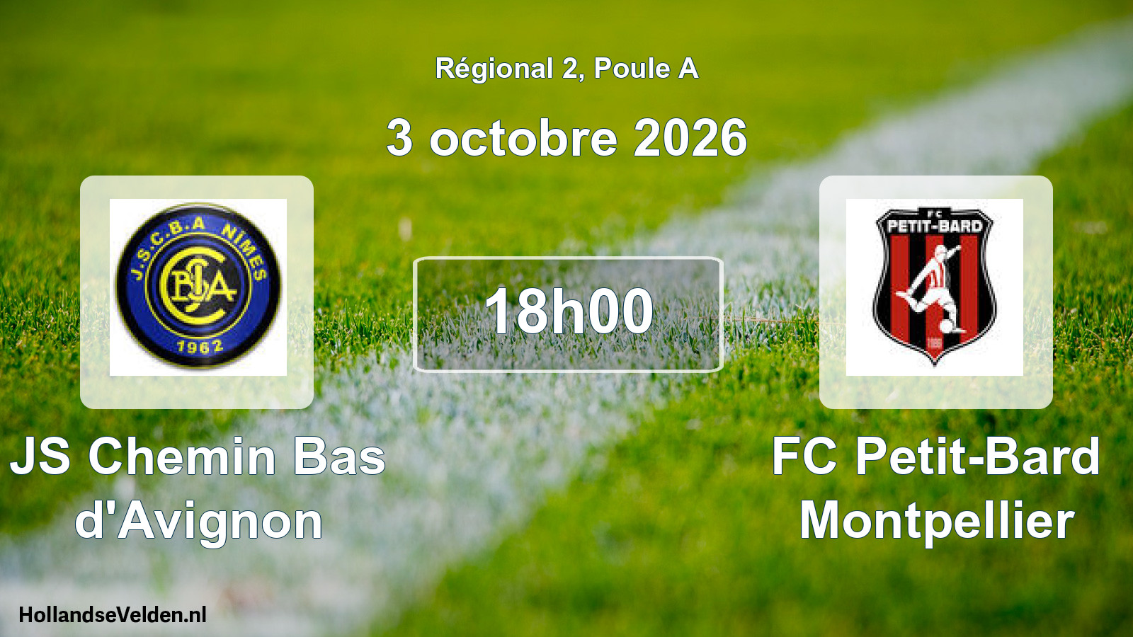 Match programmé: JS Chemin Bas d'Avignon - FC Petit-Bard Montpellier (3 octobre 2026)